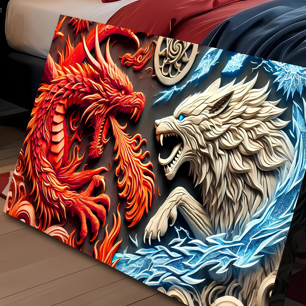 Dragon and Wolf Wall Art V