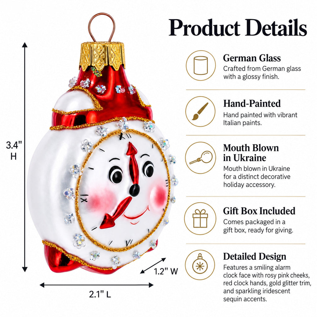 Smiling Face Alarm Clock Christmas Ornament