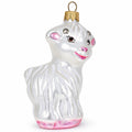 White Lamb and Sparkling Wool Glass Christmas Ornament