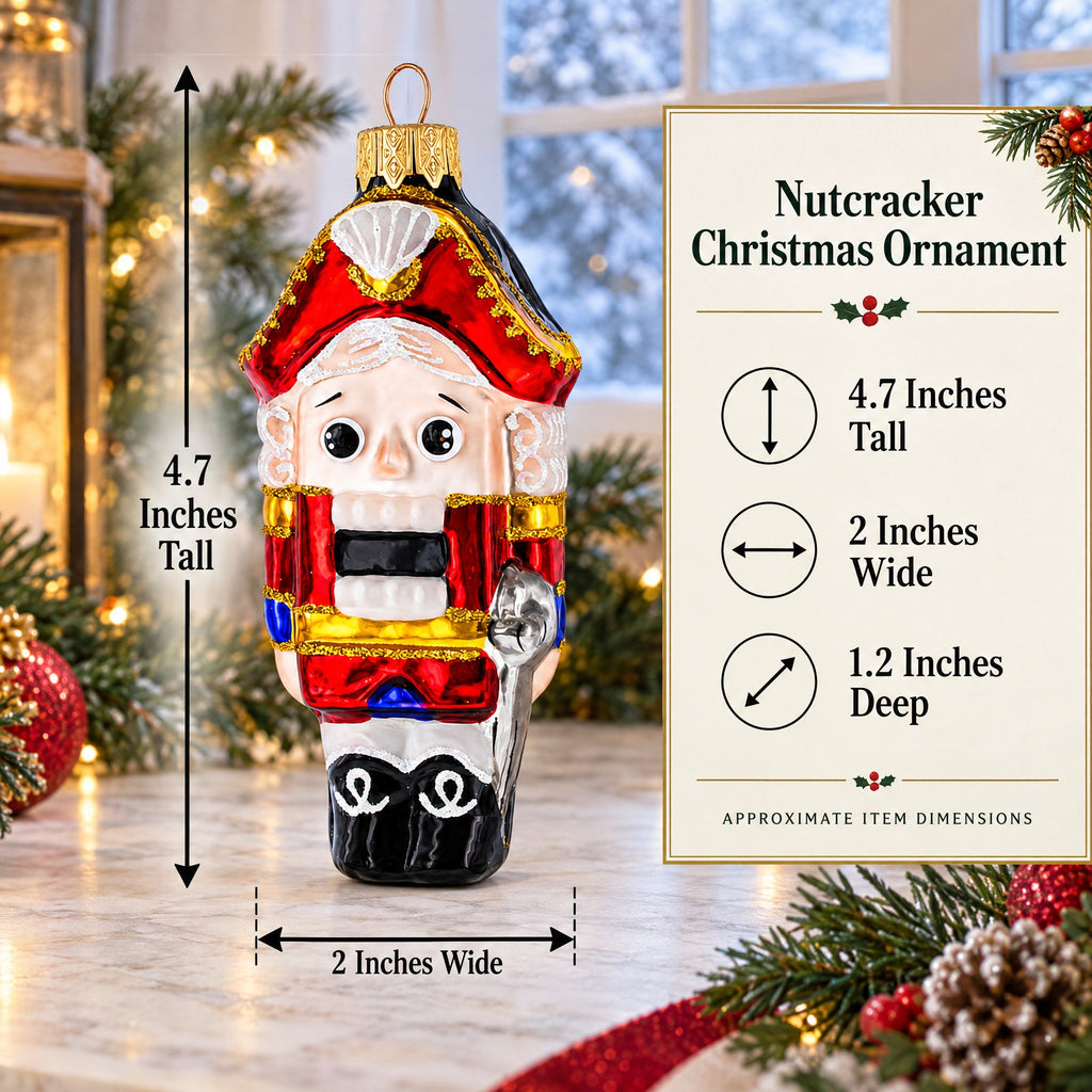 Classic and Whimsical Nutcracker Glass Christmas Ornament