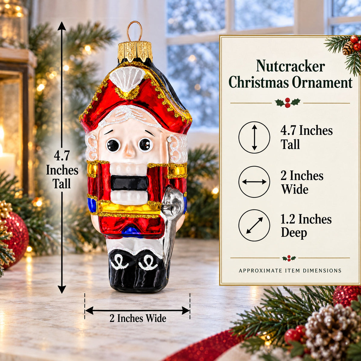 Classic and Whimsical Nutcracker Glass Christmas Ornament