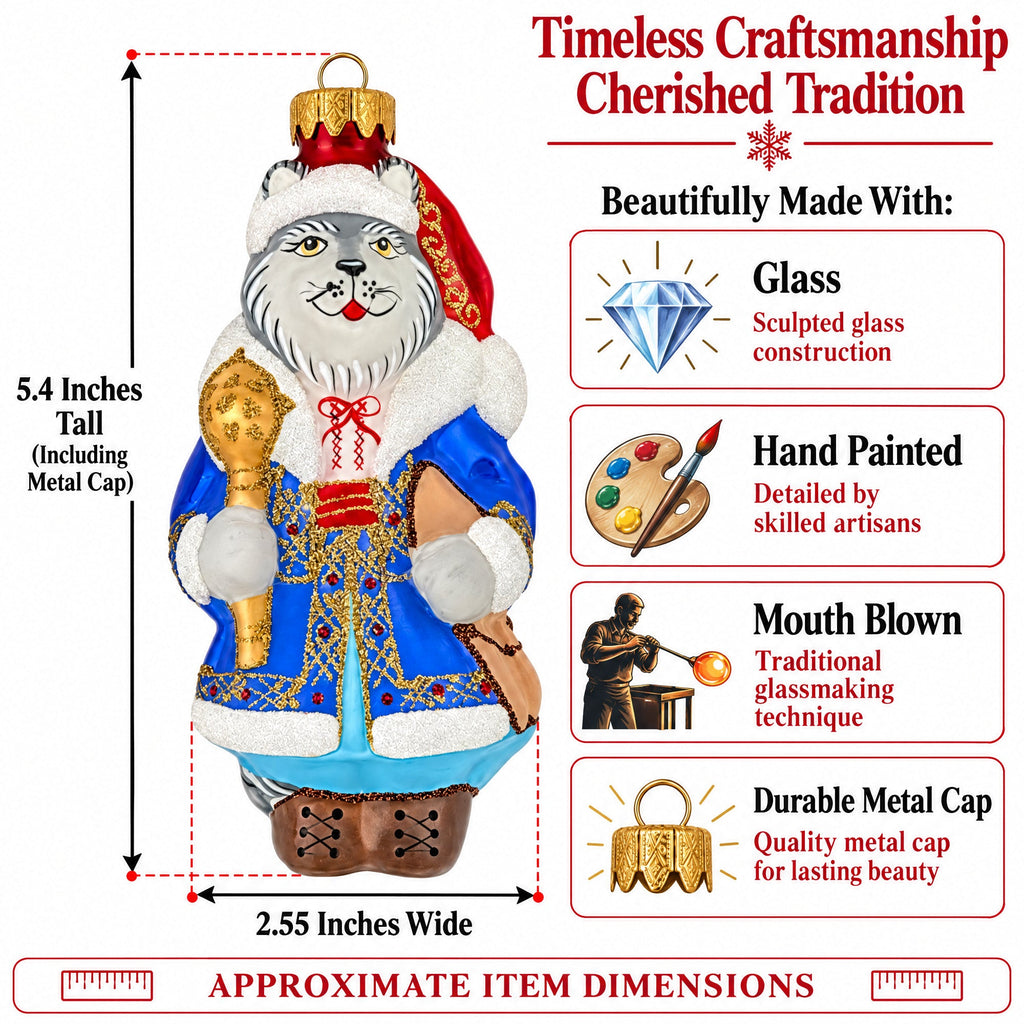 Wolf the Ukrainian Hetman Glass Christmas Ornament