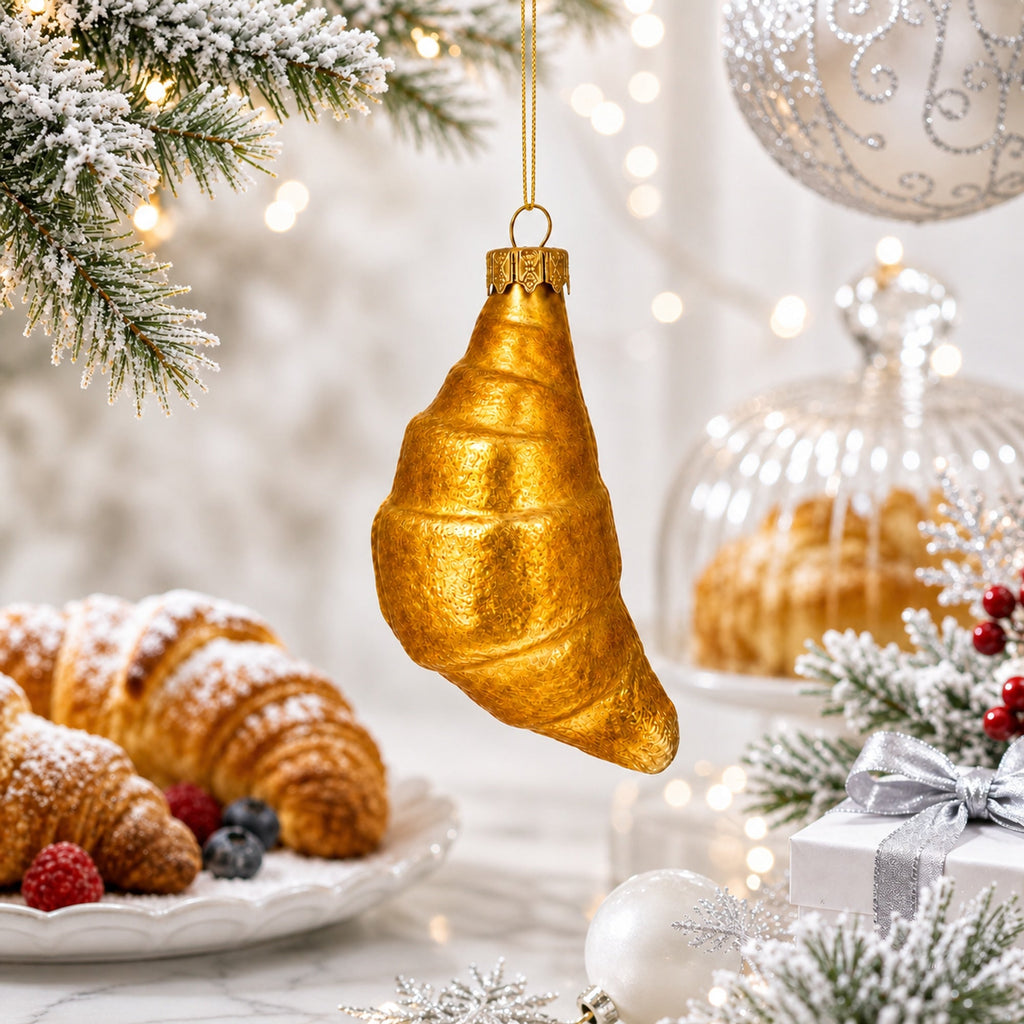 Realistic Croissant Glass Christmas Ornament