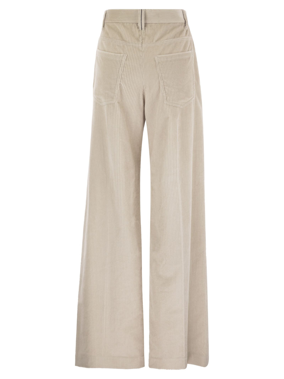 Brunello Cucinelli Women Fluid Corduroy Sartorial Track Trousers With Jewellery