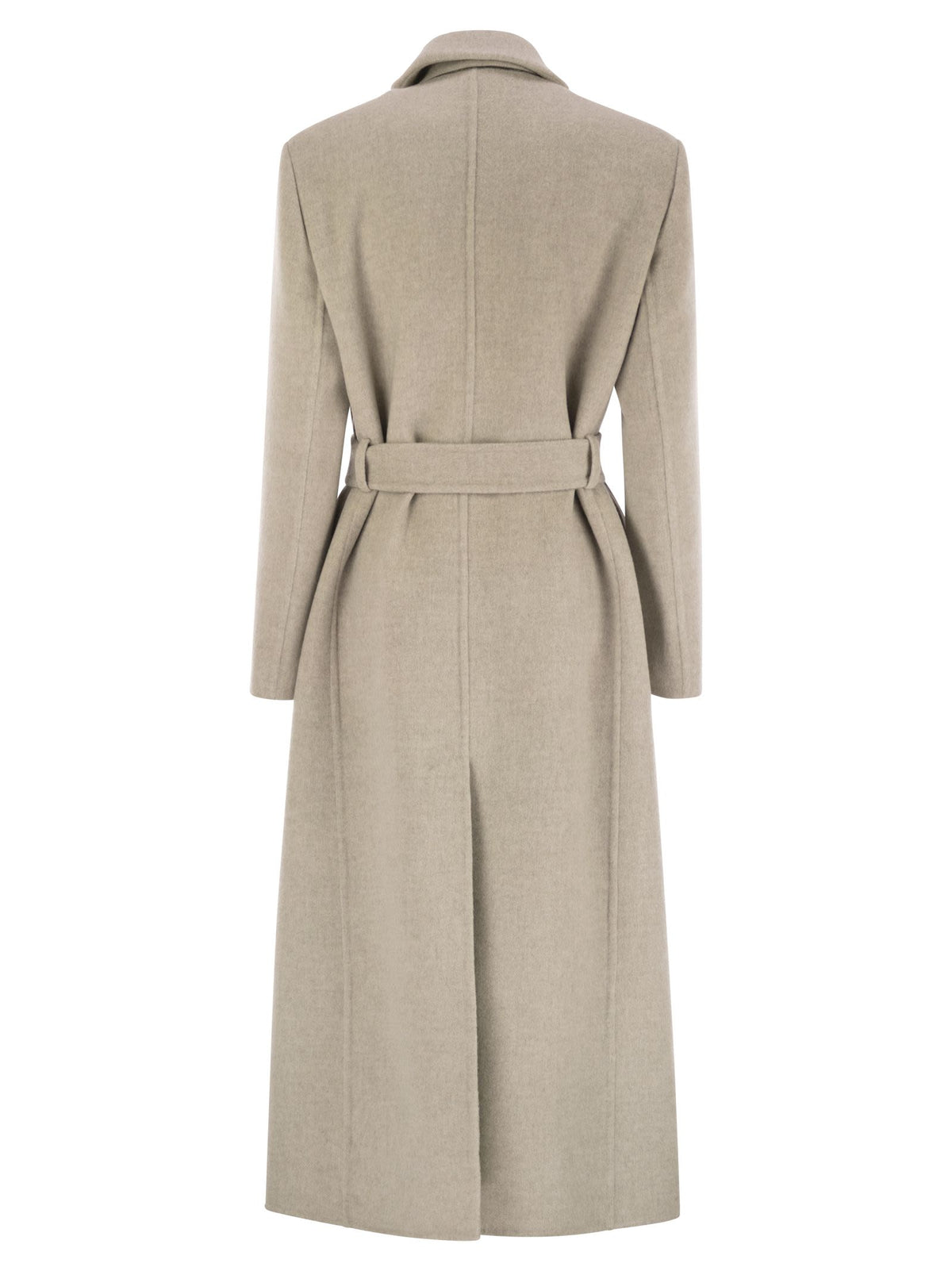Brunello Cucinelli Women Double-Breasted Coat In Virgin Wool And Cashmere Cloth With Jewellery