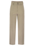 Brunello Cucinelli Women Cotton Linen Canvas Corset Cigarette Trousers With Jewellery