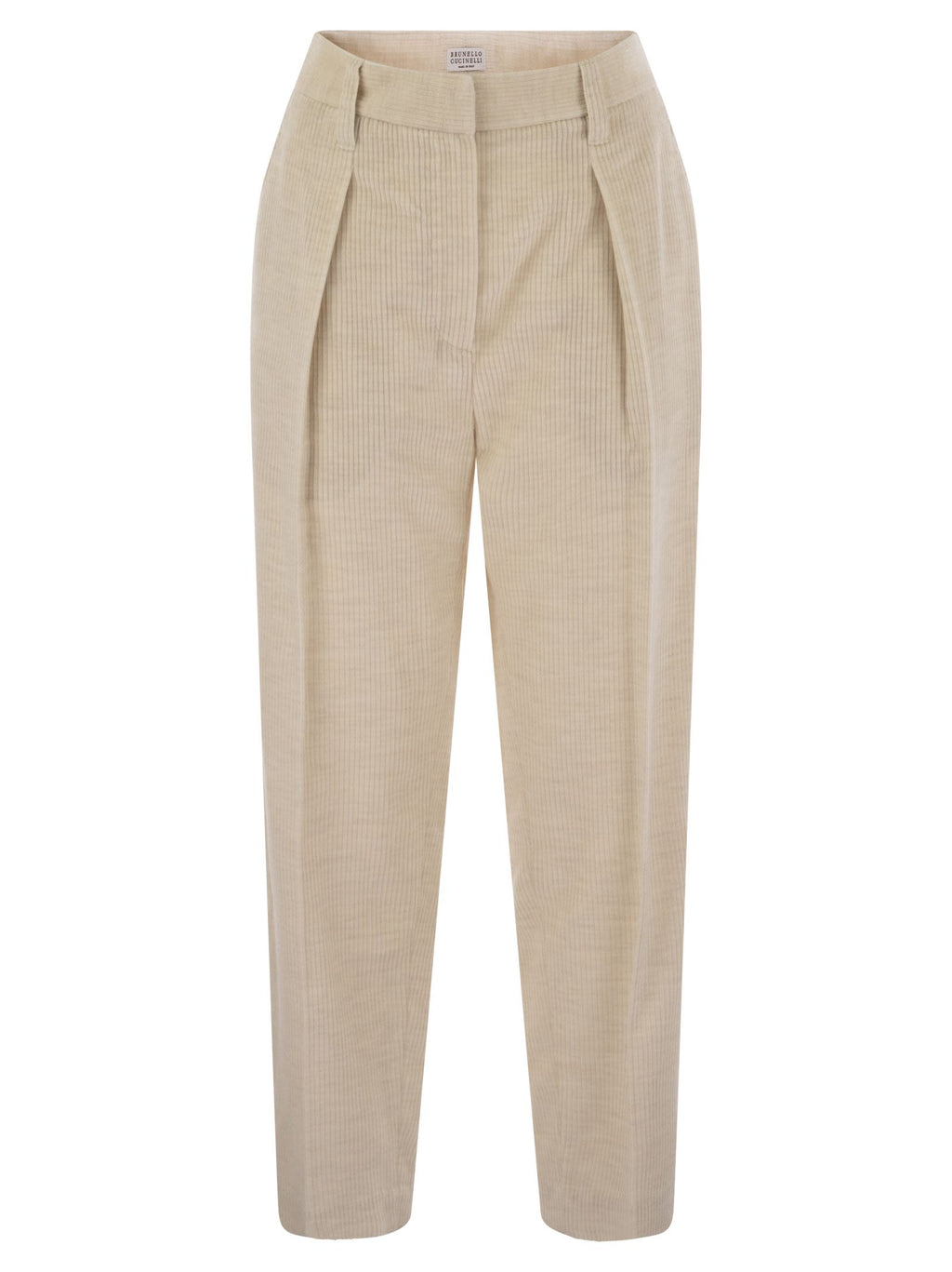 Brunello Cucinelli Women Striped Canvas Trousers In Viscose And Comfort Cotton With Necklace