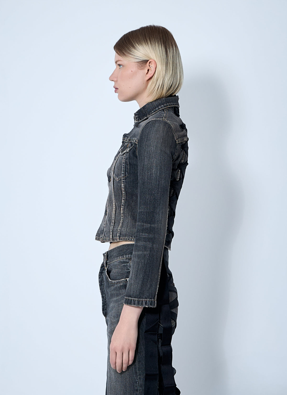 Balenciaga Women Lace-Up Denim Jacket