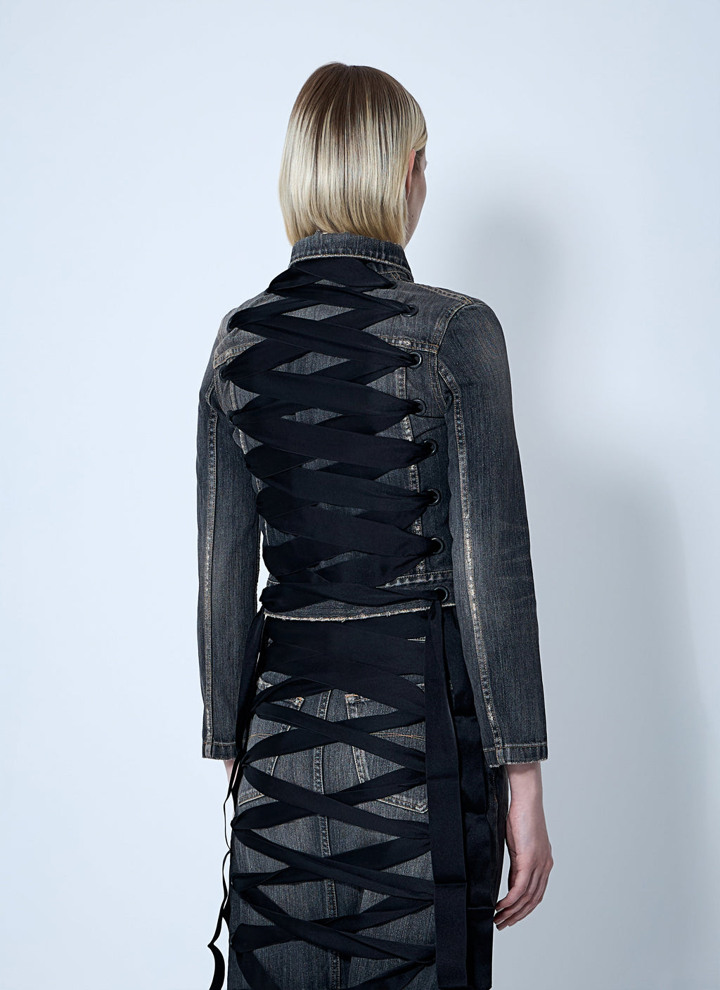 Balenciaga Women Lace-Up Denim Jacket