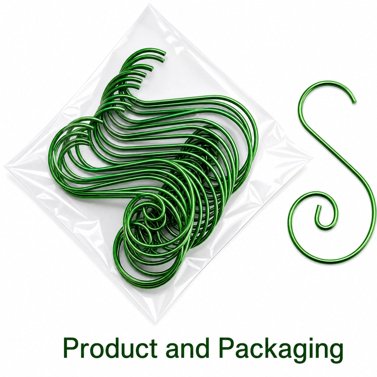 Set of 20 Red Metal Wire Spiral Christmas Ornaments Hooks Hangers S-Shaped 1.96 Inches