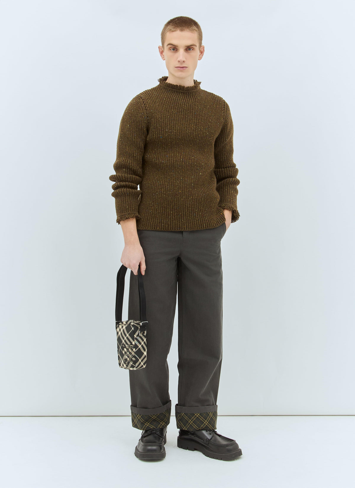 Burberry Men Fringed Wool Sweater