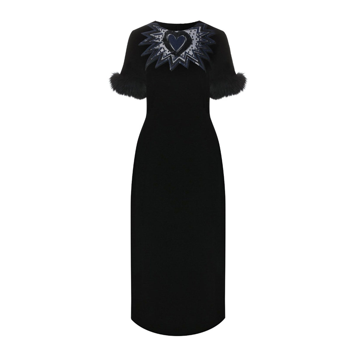 Fendi Fur Trim Velvet Midi Dress Women