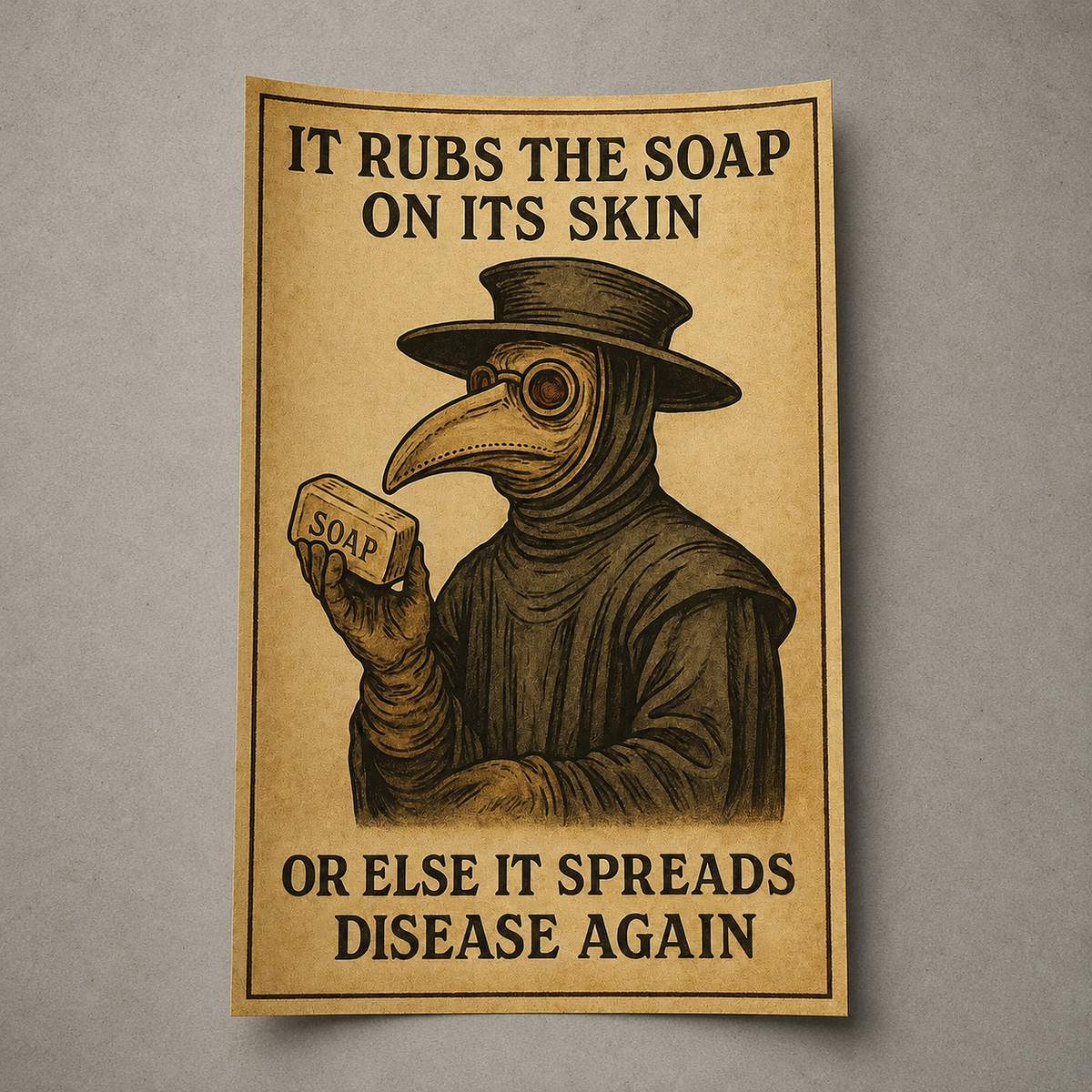 It Rubs The Soap On Its Skin Poster Print