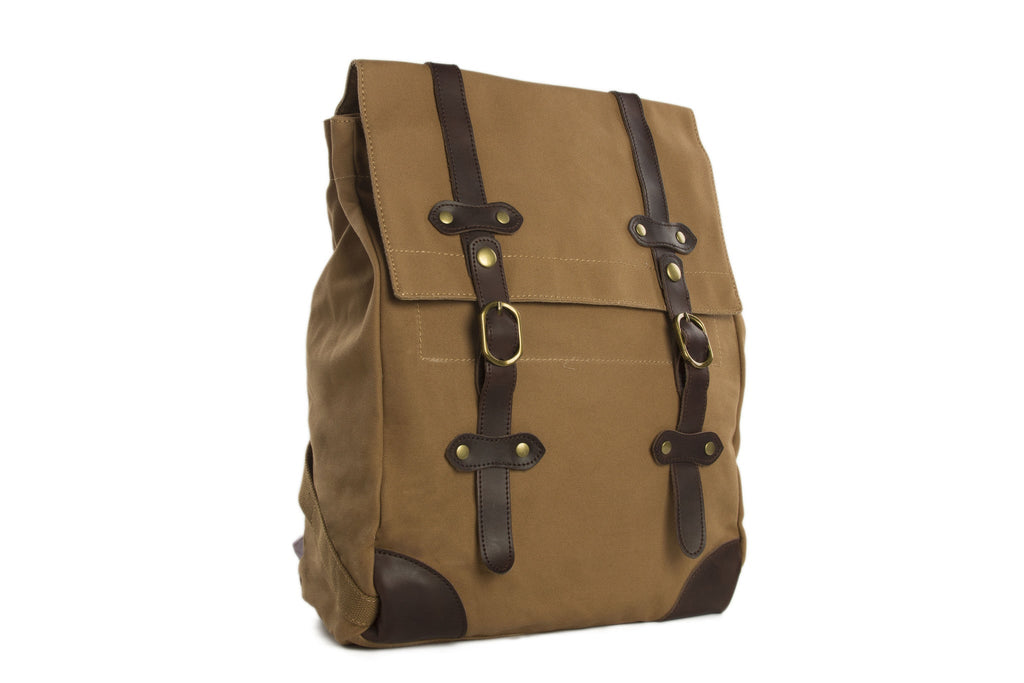 Vintage Canvas Leather Hiking Travel Backpack Tote Bag Fit 15 Inch Laptop TB310