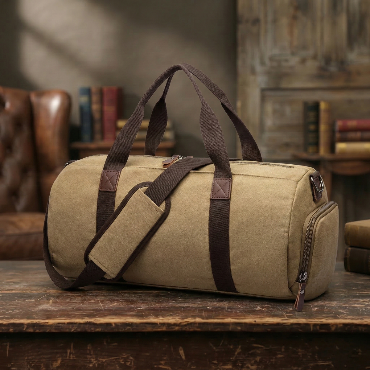 Canvas Duffel Bag For Mens Canvas Weekender Bag Men's Gym Bag Fashion Carry On Bag