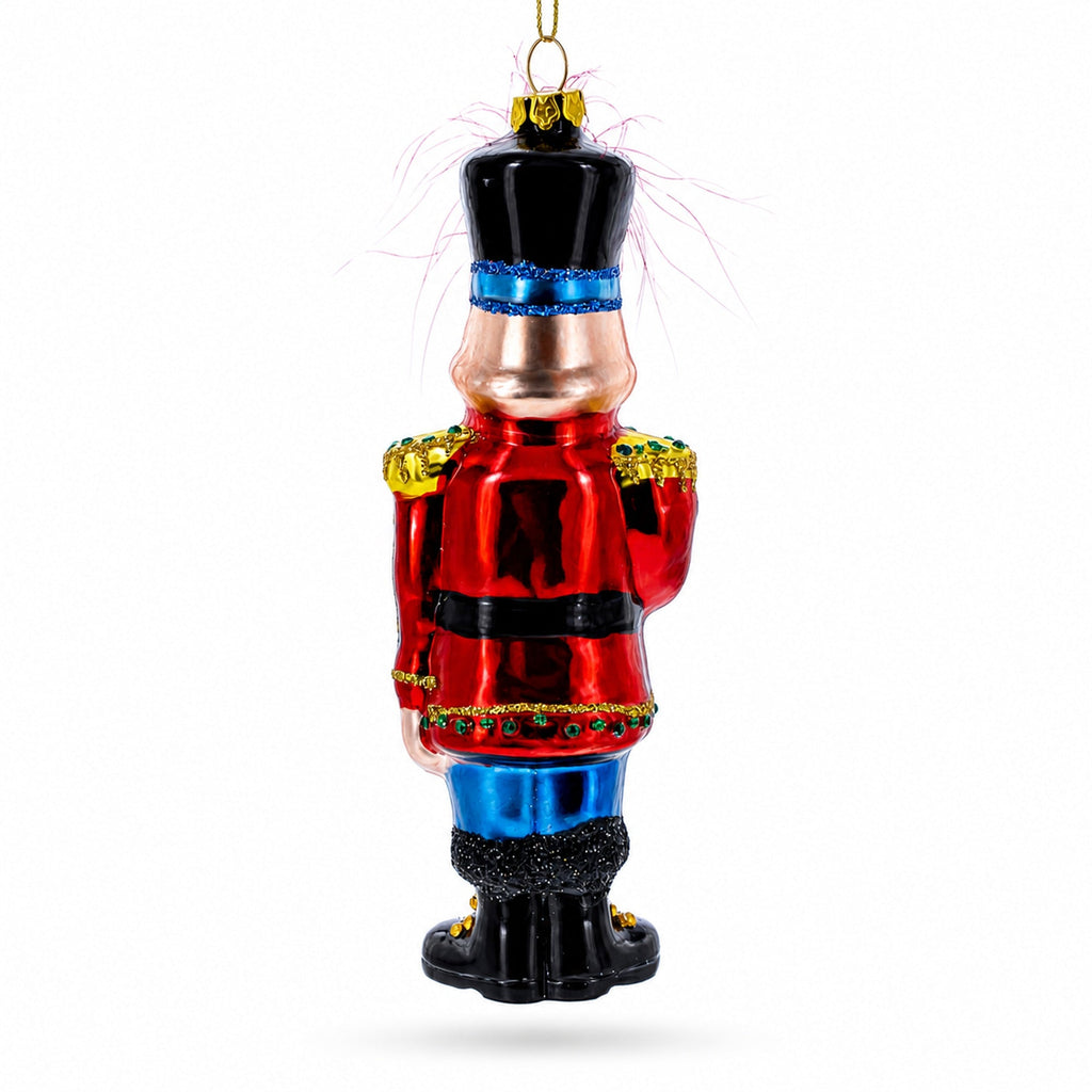 Nutcracker Soldier Glass Christmas Ornament