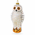 Woodland White Owl Glass Christmas Ornament