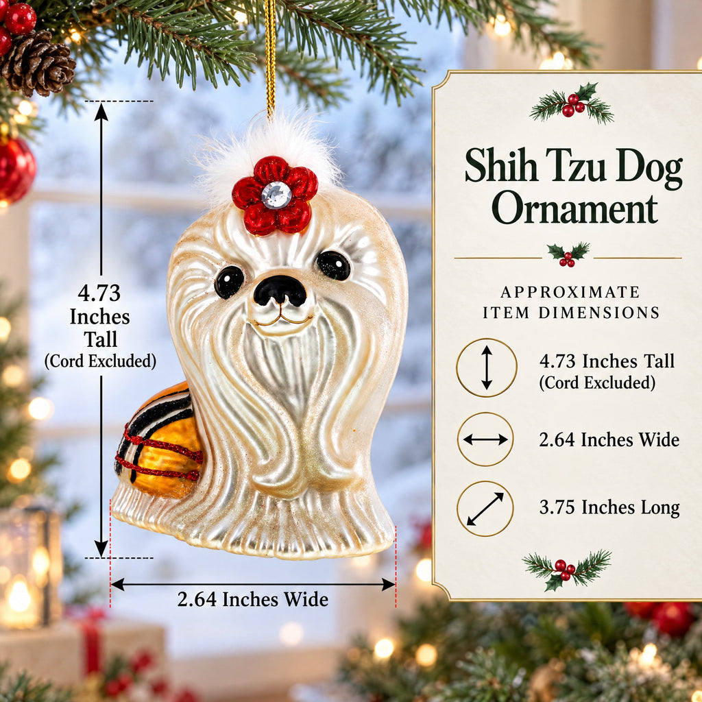 Shih Tzu Glass Christmas Ornament