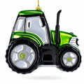 Rustic Green Tractor Glass Christmas Ornament