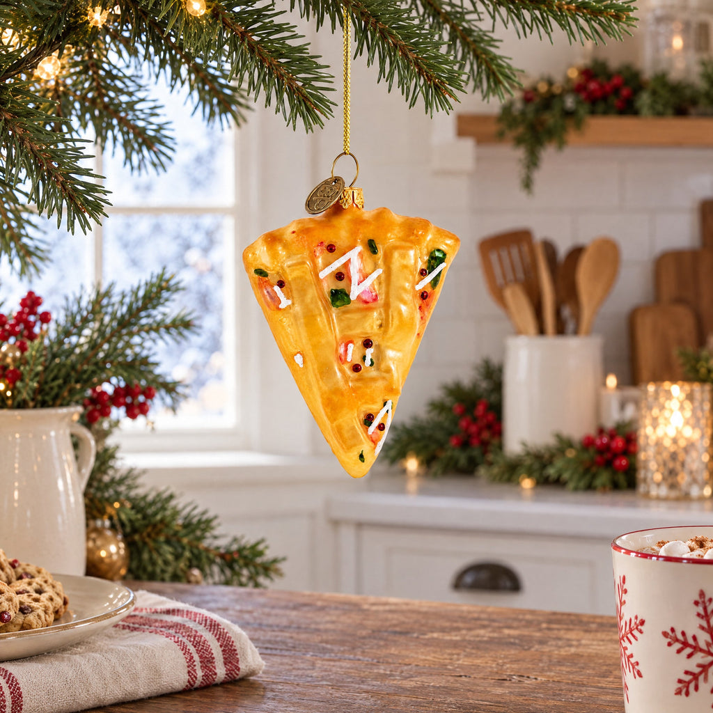 Cake Slice Glass Christmas Ornament
