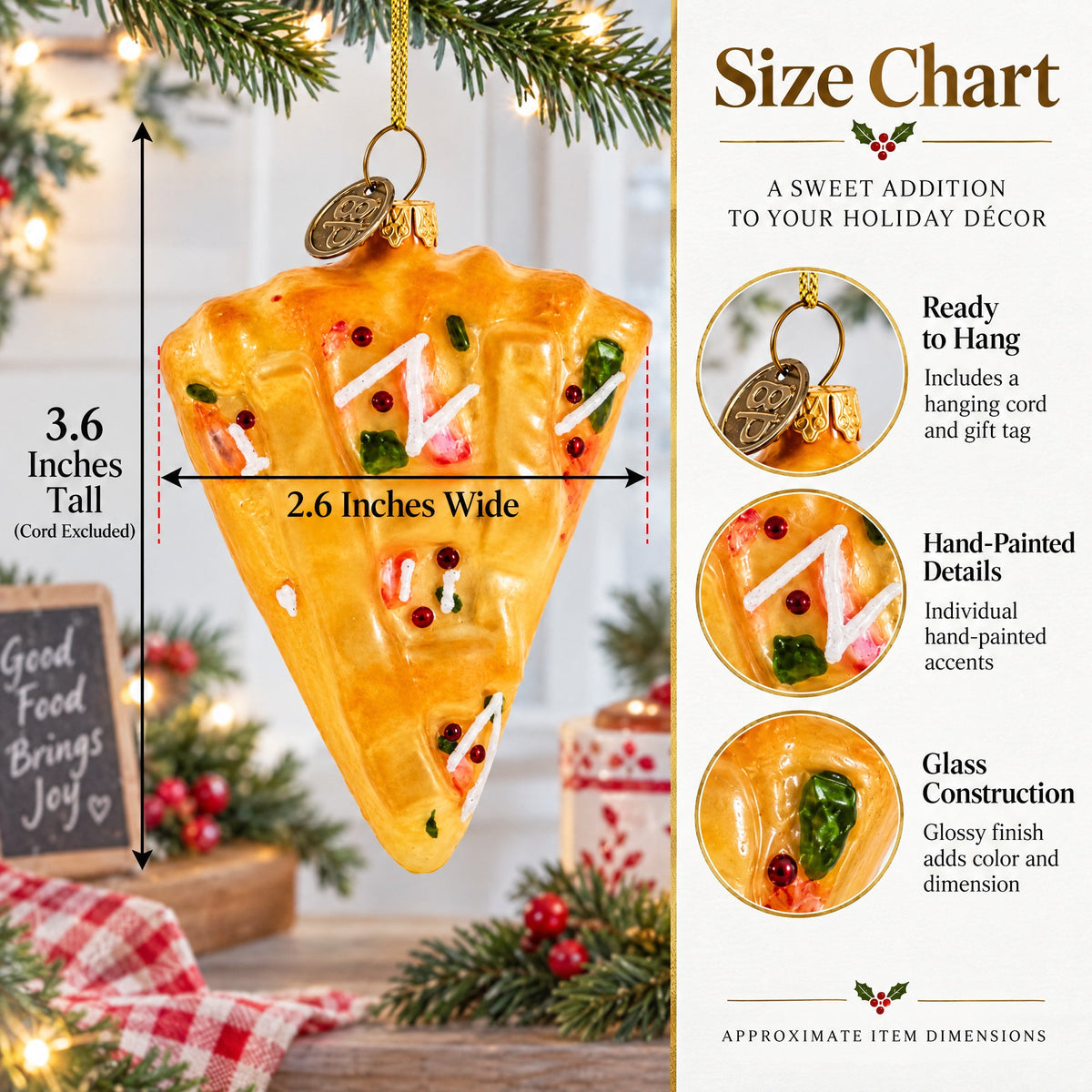 Cake Slice Glass Christmas Ornament