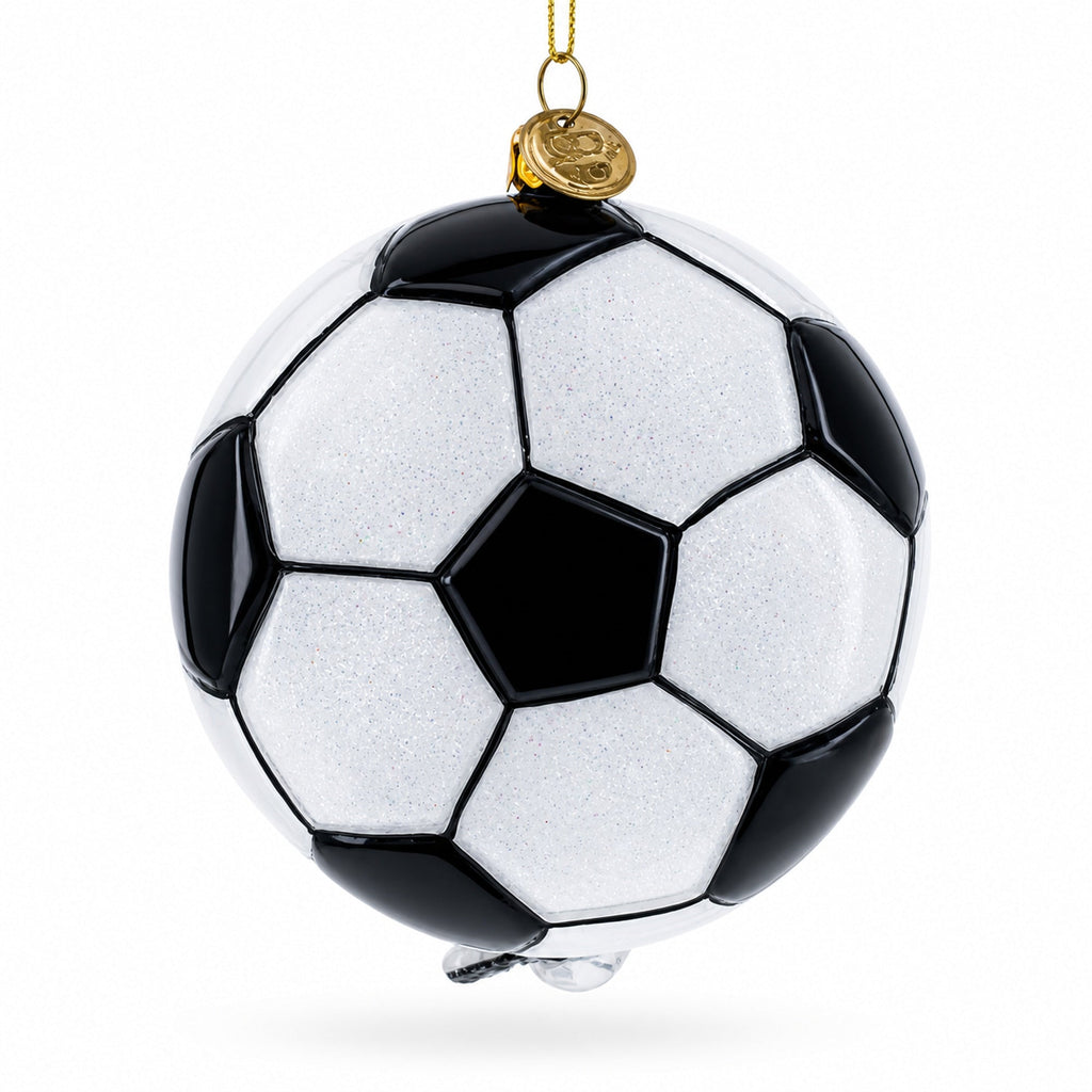 Football Player Glass Christmas Ornament