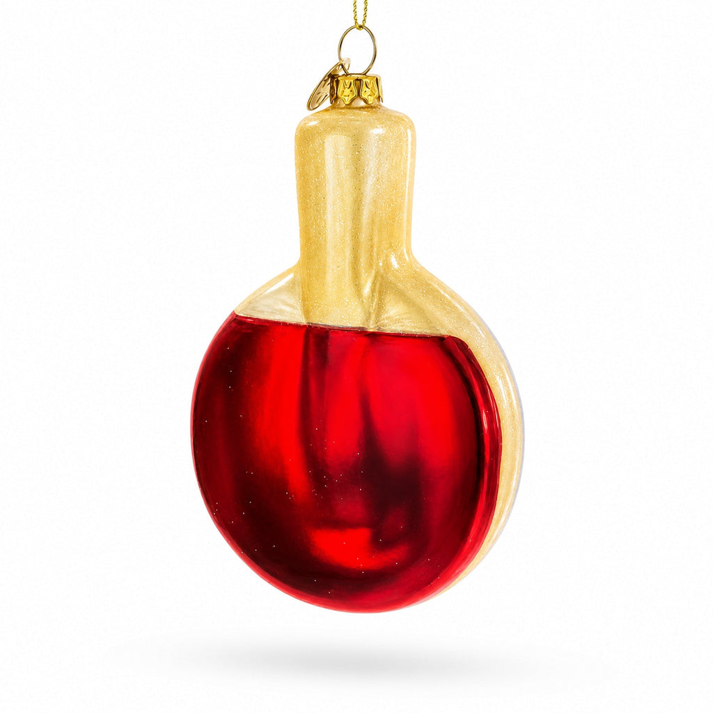 Ping-Pong Paddle Glass Christmas Ornament