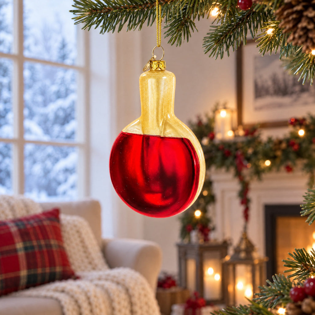 Ping-Pong Paddle Glass Christmas Ornament
