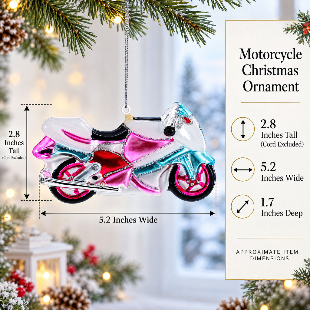 Motorcycle Glass Christmas Ornament