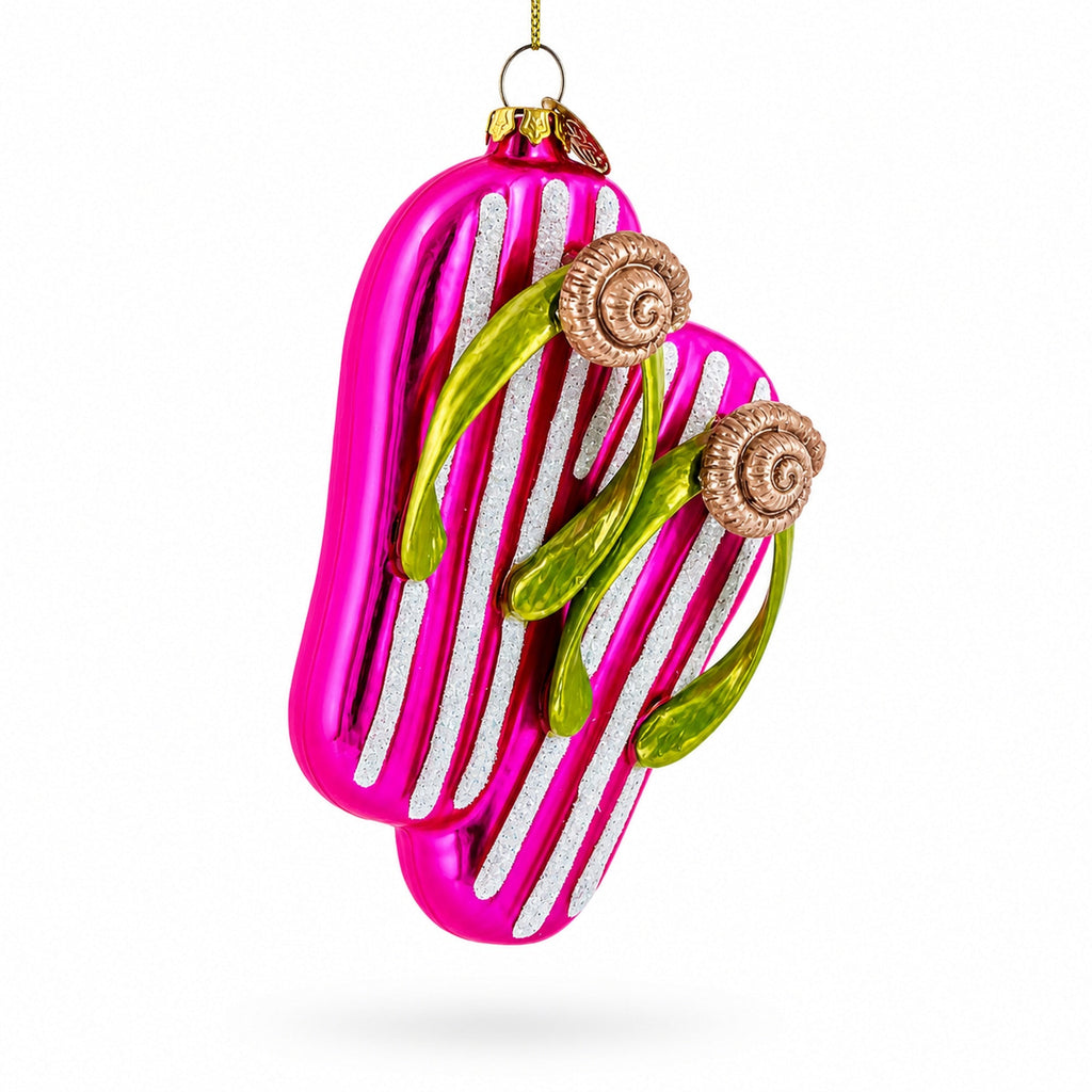 Pink Flip Flops Slippers Glass Christmas Ornament