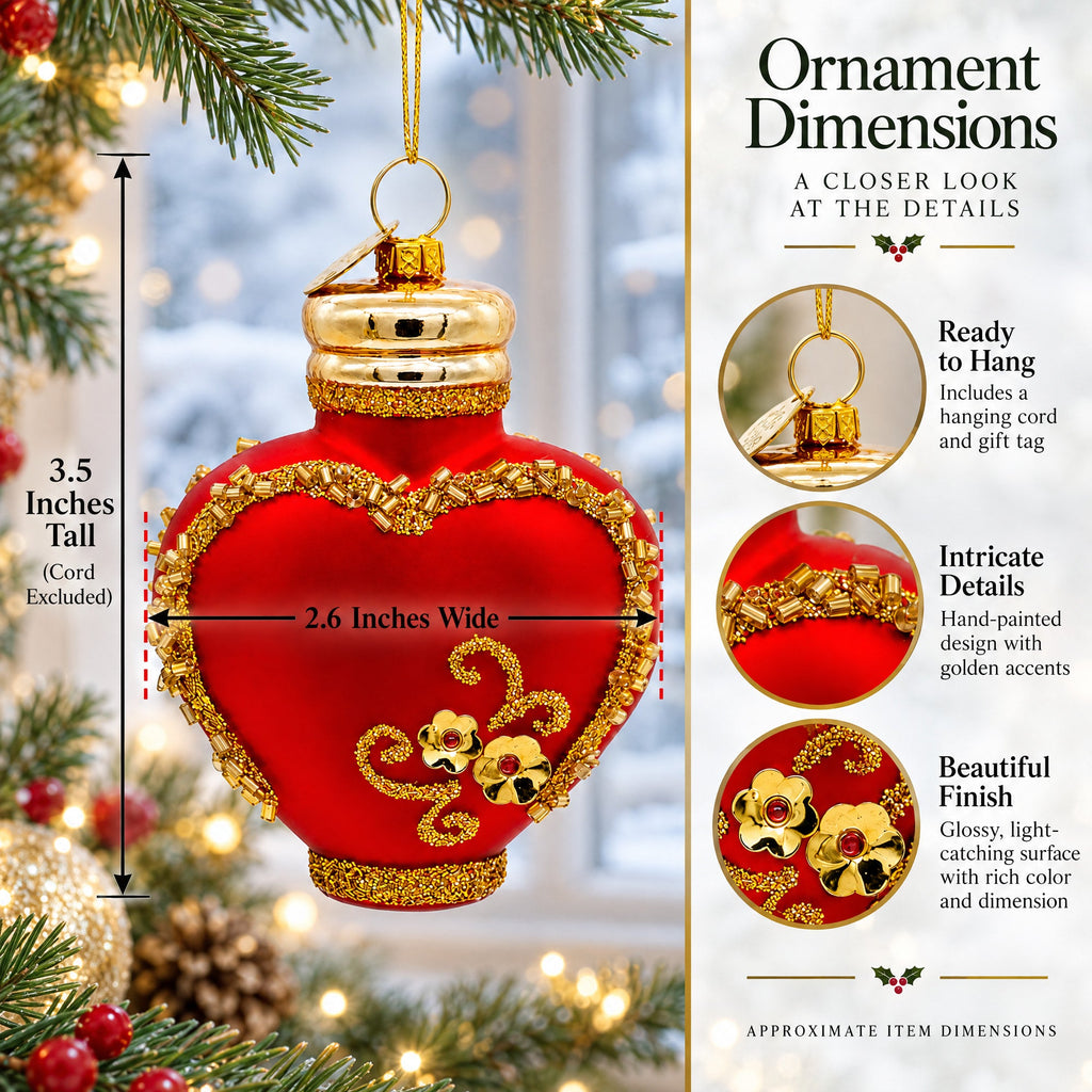 Red Perfume Bottle Glass Christmas Ornament