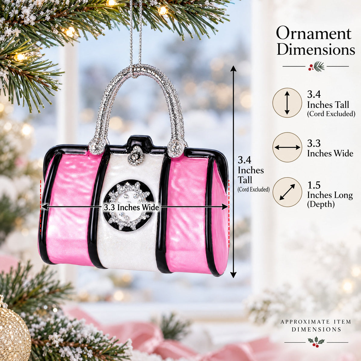 Pink Handbag Glass Christmas Ornament