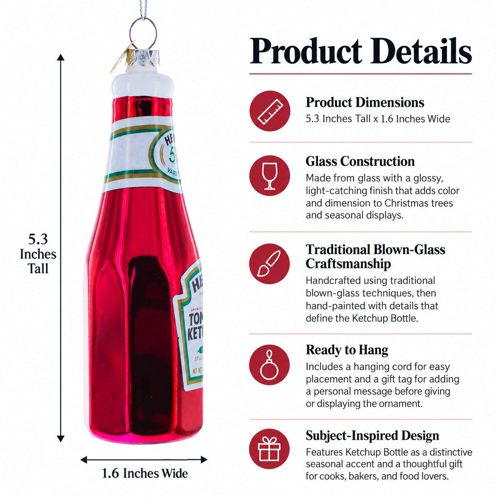 Ketchup Bottle Glass Christmas Ornament