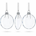 Set of 3 Flat Disc Clear Mini Glass Christmas Ornaments 2.85 Inches