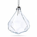 Diamond Shape Clear Glass Christmas Ornament 3.6 Inches