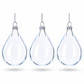 Set of 3 Water Drop Clear Glass Ornament 4.5 Inches
