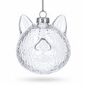 Mini Cat Head Clear Glass Christmas Ornament