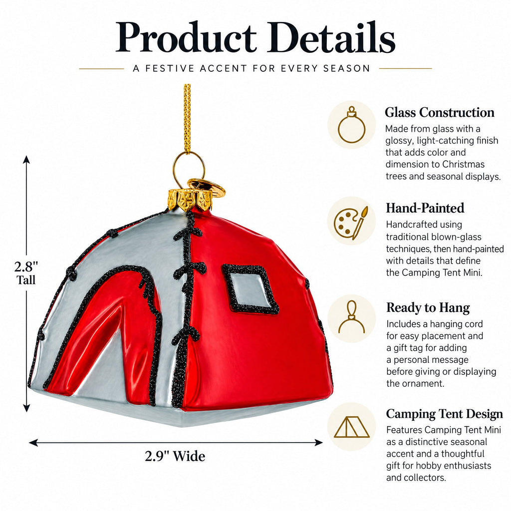 Camping Tent Mini Glass Christmas Ornament