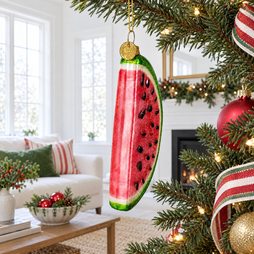 Watermelon Slice Glass Christmas Ornament
