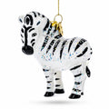 Glittered Zebra Glass Christmas Ornament
