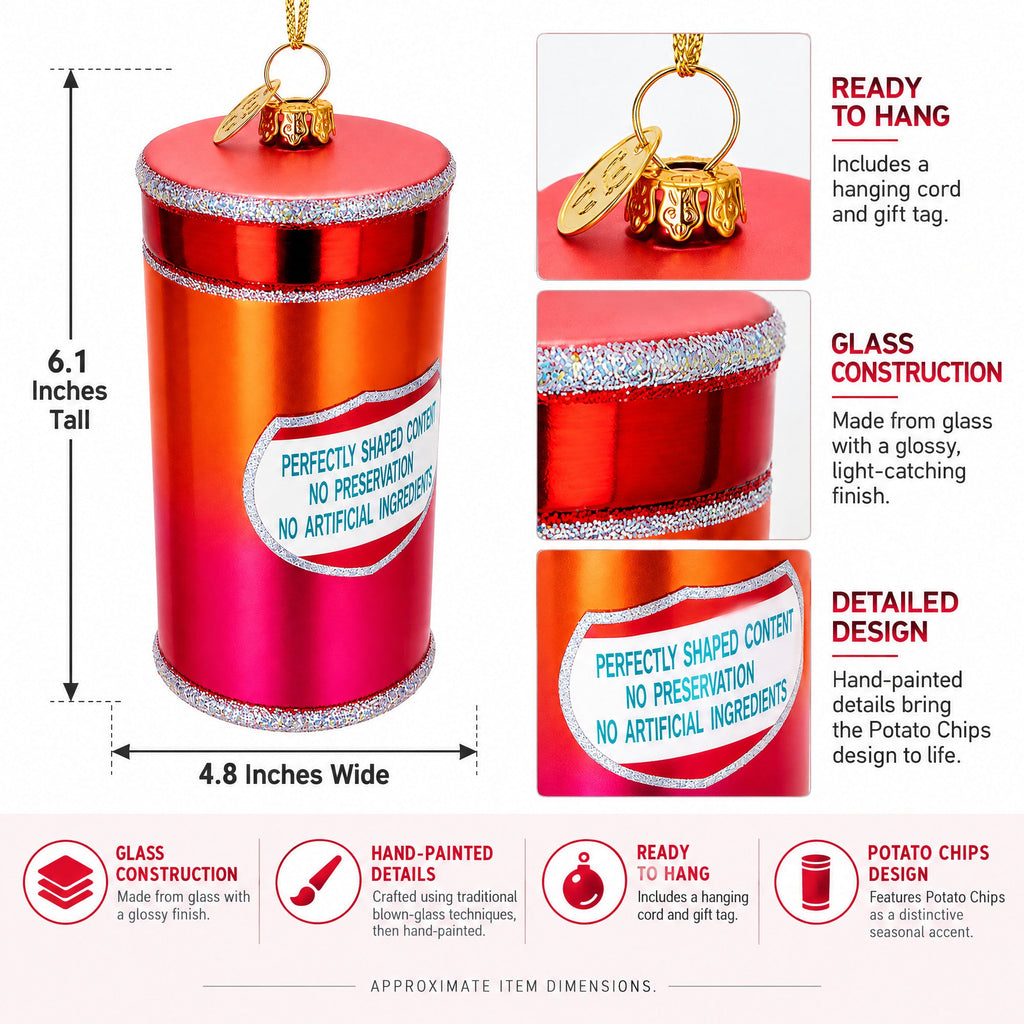 Potato Chips Glass Christmas Ornament