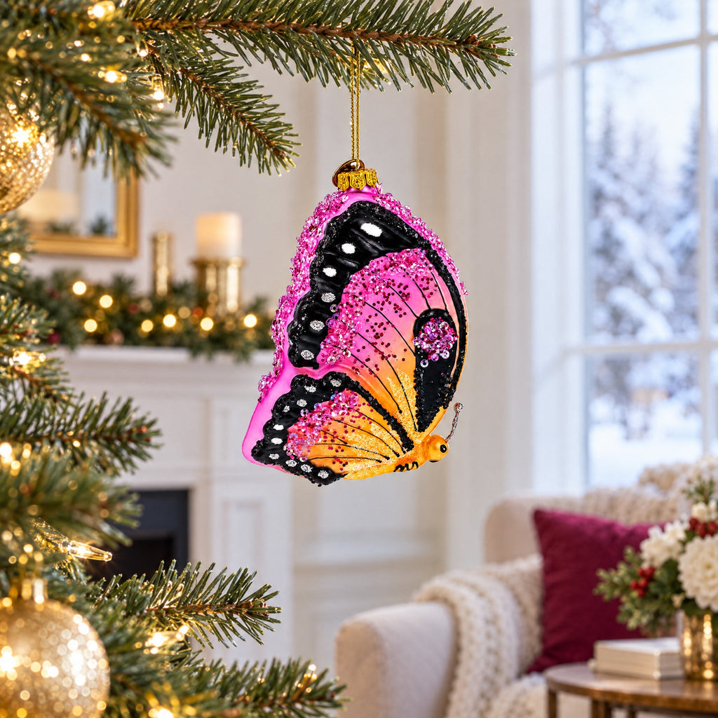 Butterfly Glass Christmas Ornament