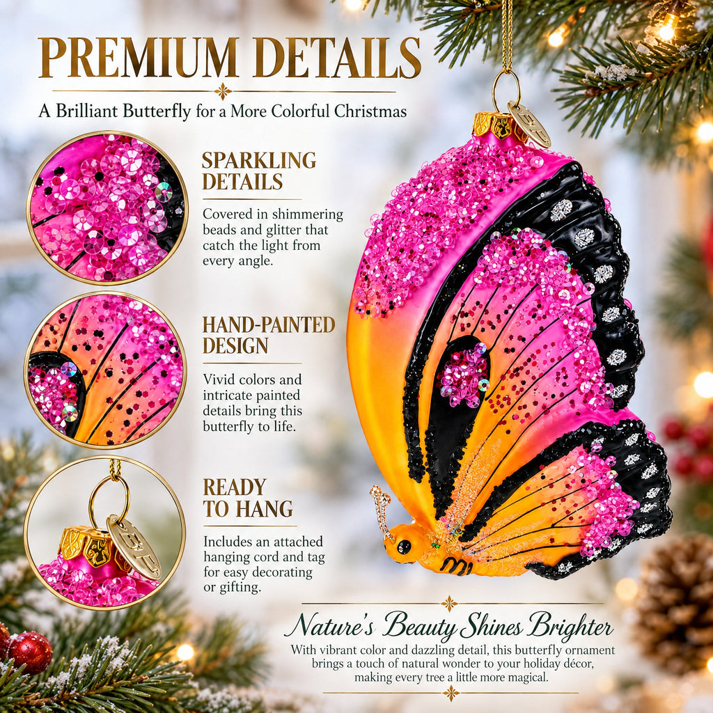 Butterfly Glass Christmas Ornament