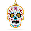 Adorned Skull Glass Christmas Ornament