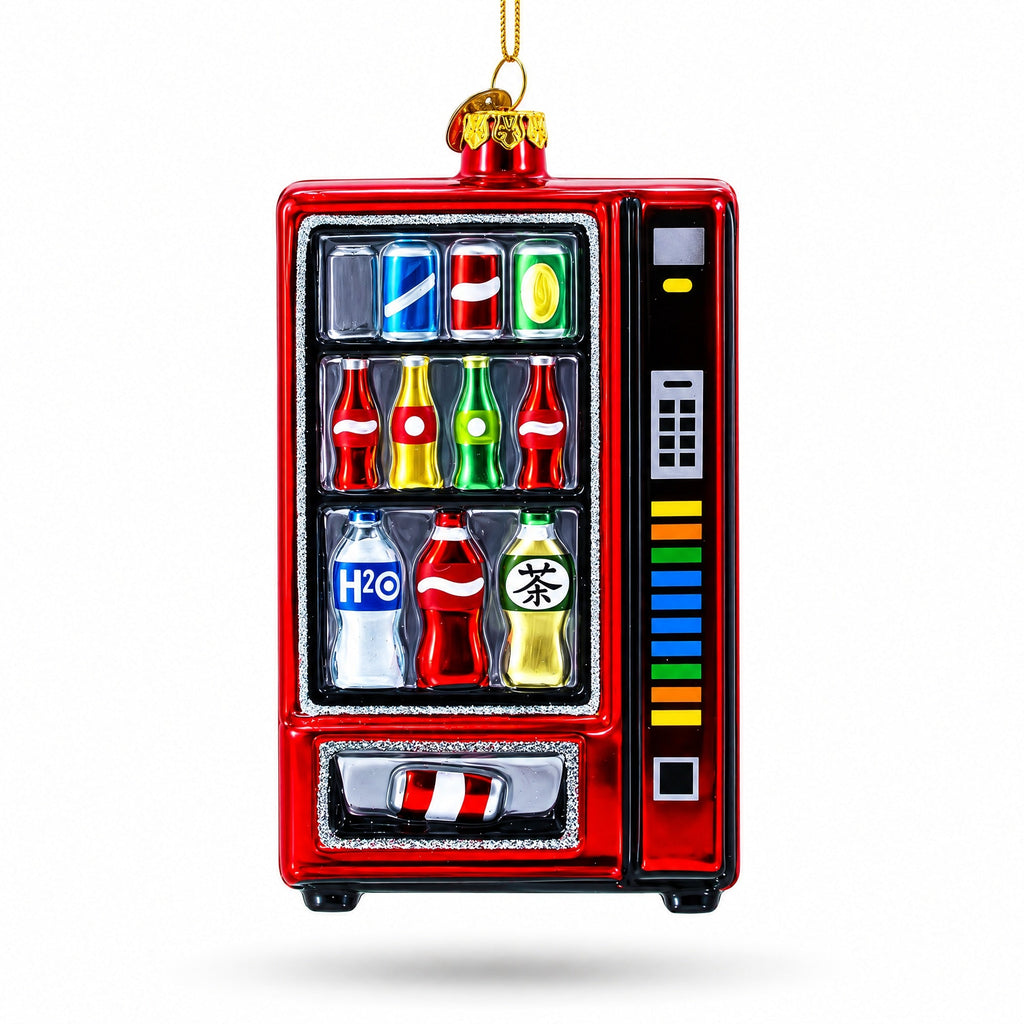 Soda Vending Machine Glass Christmas Ornament
