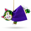 Super Dog in Green Mask Glass Christmas Ornament