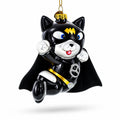 Superhero Kitty Glass Christmas Ornament
