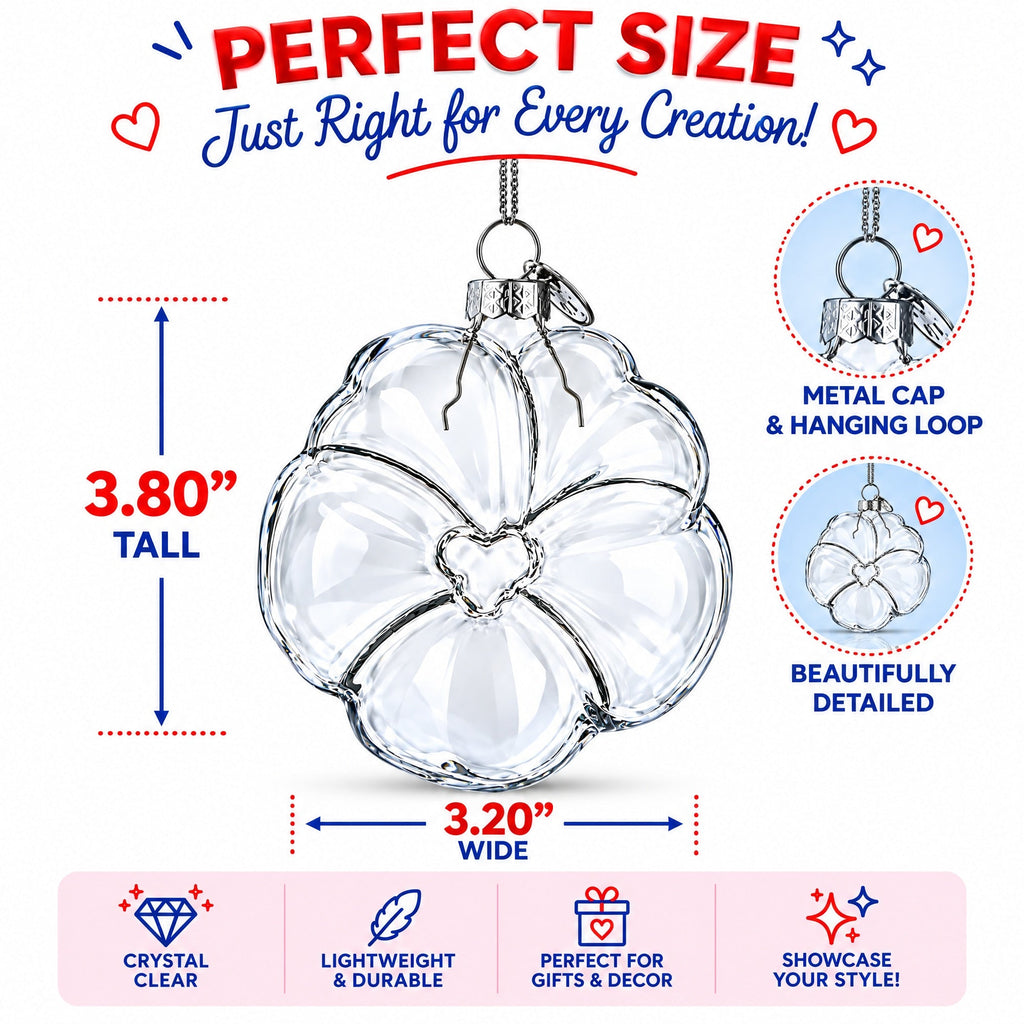 Flower-Shaped Clear Glass Christmas Ornament
