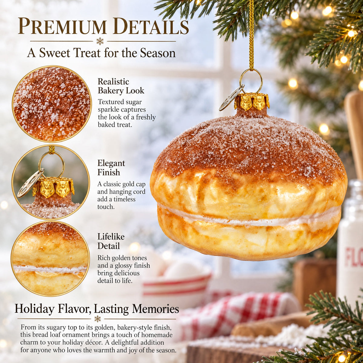Bread Loaf Glass Christmas Ornament