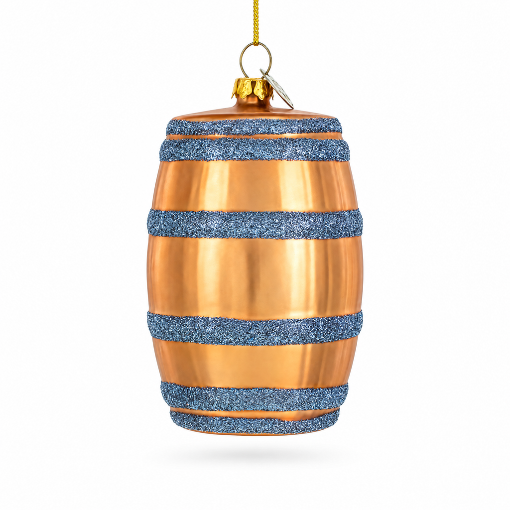 Aged Whiskey Barrel Glass Christmas Ornament